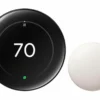 Google Nest Learning Thermostat 4th Gen Polished Obsidian with Nest Temperature Sensor