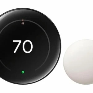 Google Nest Learning Thermostat 4th Gen Polished Obsidian with Nest Temperature Sensor